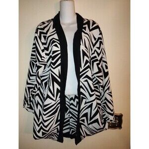 Kim Kardashian Semi Sheer Geometric Black & White Cardigan Size L and DVD Disc